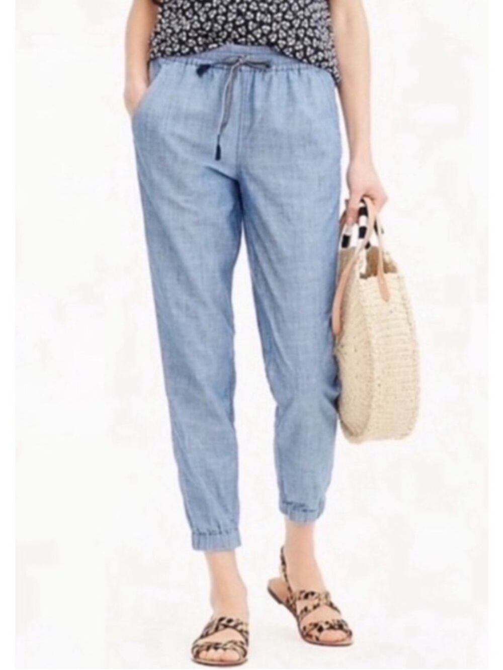 Point Sur Seaside Chambray Jogger Pants 100% Cotton Size 6